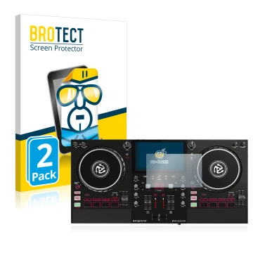 Face avant d’un emballage produit avec le logo de la marque BROTECT. À côté, l’appareil Numark Mixstream Pro est représenté av
