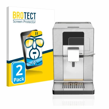 Face avant d’un emballage produit avec le logo de la marque BROTECT. À côté, l’appareil Krups Intuition Experience+ EA877D10 e