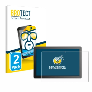 Face avant d’un emballage produit avec le logo de la marque BROTECT. À côté, l’appareil emporia TAB 1 10.1