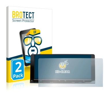 Face avant d’un emballage produit avec le logo de la marque BROTECT. À côté, l’appareil Volkswagen T7 Multivan Life Discover M