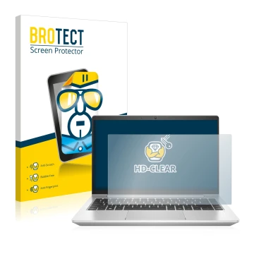 Face avant d’un emballage produit avec le logo de la marque BROTECT. À côté, l’appareil HP ProBook 440 G9 est représenté avec 