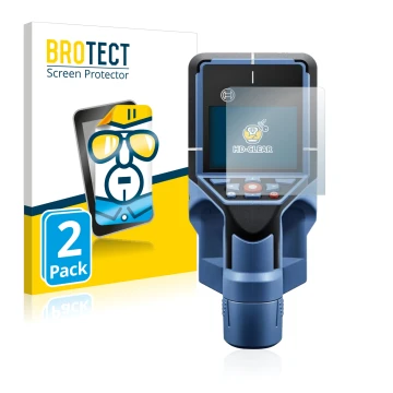 Face avant d’un emballage produit avec le logo de la marque BROTECT. À côté, l’appareil Bosch D-tect 200 C Wallscanner est rep