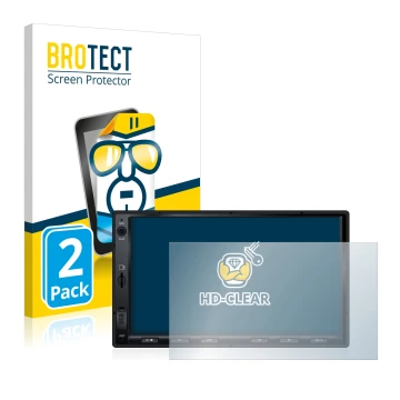 Face avant d’un emballage produit avec le logo de la marque BROTECT. À côté, l’appareil Atoto S8 Standard 7 zoll est représent