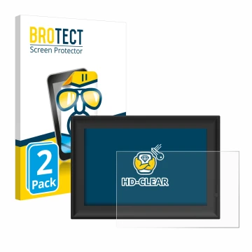 Face avant d’un emballage produit avec le logo de la marque BROTECT. À côté, l’appareil Yenock Digitaler Bilderrahmen 10.1 Zol