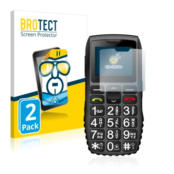 Face avant d’un emballage produit avec le logo de la marque BROTECT. À côté, l’appareil artfone C1 + est représenté avec la pr