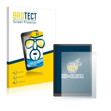 Face avant d’un emballage produit avec le logo de la marque BROTECT. À côté, l’appareil Boox Tab X est représenté avec la prot