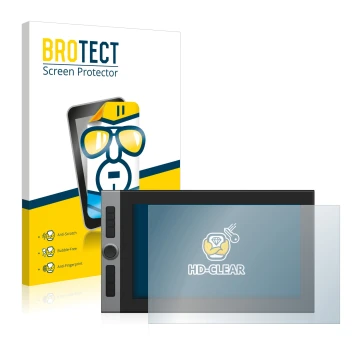 Face avant d’un emballage produit avec le logo de la marque BROTECT. À côté, l’appareil XP-Pen Artist Pro 16 15.4