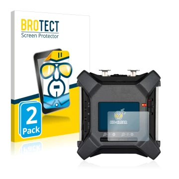 Face avant d’un emballage produit avec le logo de la marque BROTECT. À côté, l’appareil Zoom F3 field recorder est représenté 