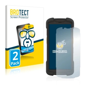 Face avant d’un emballage produit avec le logo de la marque BROTECT. À côté, l’appareil Zebra TC73 est représenté avec la prot