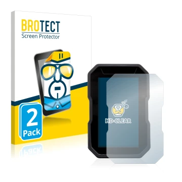 Face avant d’un emballage produit avec le logo de la marque BROTECT. À côté, l’appareil Ducati DesertX 2022 est représenté ave