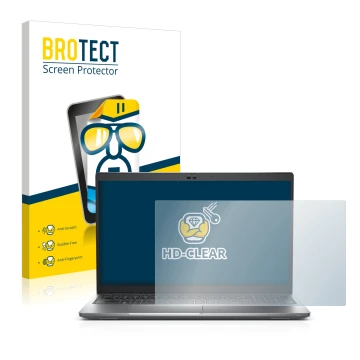 Face avant d’un emballage produit avec le logo de la marque BROTECT. À côté, l’appareil Dell Latitude 5530 est représenté avec