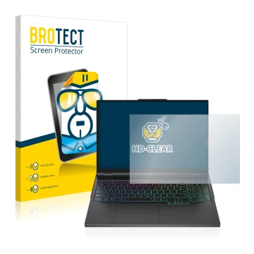 Face avant d’un emballage produit avec le logo de la marque BROTECT. À côté, l’appareil Lenovo Legion Pro 7 16