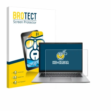 Face avant d’un emballage produit avec le logo de la marque BROTECT. À côté, l’appareil HP Zbook Firefly 14 G9 est représenté 