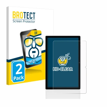 Face avant d’un emballage produit avec le logo de la marque BROTECT. À côté, l’appareil Blackview Tab 16 est représenté avec l