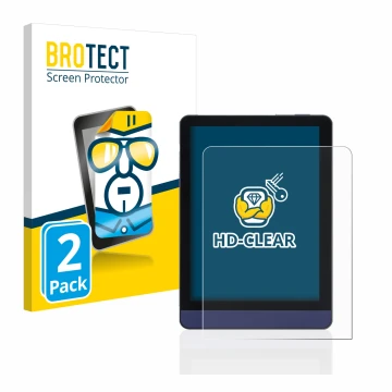 Face avant d’un emballage produit avec le logo de la marque BROTECT. À côté, l’appareil Meebook M6 6