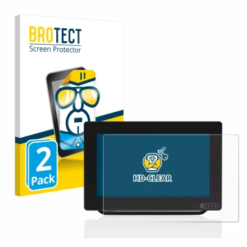 Face avant d’un emballage produit avec le logo de la marque BROTECT. À côté, l’appareil Raymarine Axiom 9 est représenté avec 