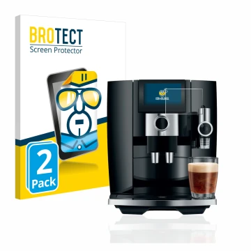 Face avant d’un emballage produit avec le logo de la marque BROTECT. À côté, l’appareil Jura J8 est représenté avec la protect