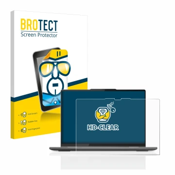 Face avant d’un emballage produit avec le logo de la marque BROTECT. À côté, l’appareil Lenovo Yoga 7 Gen 8 14