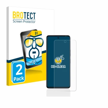 Face avant d’un emballage produit avec le logo de la marque BROTECT. À côté, l’appareil Tecno Camon 20 est représenté avec la 