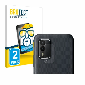 Face avant d’un emballage produit avec le logo de la marque BROTECT. À côté, l’appareil Nokia XR21 (Caméra UNIQUEMENT) est rep