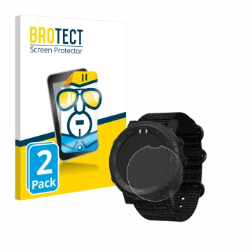 Face avant d’un emballage produit avec le logo de la marque BROTECT. À côté, l’appareil Suunto Core Alpha est représenté avec 