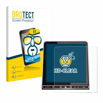 Face avant d’un emballage produit avec le logo de la marque BROTECT. À côté, l’appareil Mercedes-Benz GLC X254 GPS Navigation 