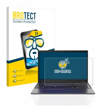 Face avant d’un emballage produit avec le logo de la marque BROTECT. À côté, l’appareil Lenovo ThinkPad L15 Gen 4 est représen