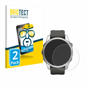 Face avant d’un emballage produit avec le logo de la marque BROTECT. À côté, l’appareil Garmin Fenix 7S Pro Solar (42 mm) est 