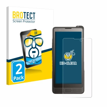 Face avant d’un emballage produit avec le logo de la marque BROTECT. À côté, l’appareil Sonim XP10 est représenté avec la prot