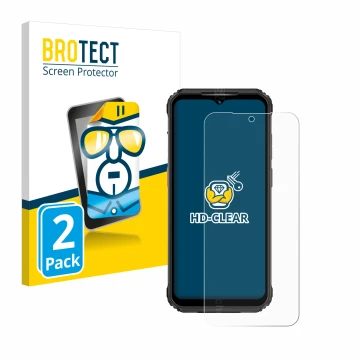Face avant d’un emballage produit avec le logo de la marque BROTECT. À côté, l’appareil Ulefone Armor 21 est représenté avec l