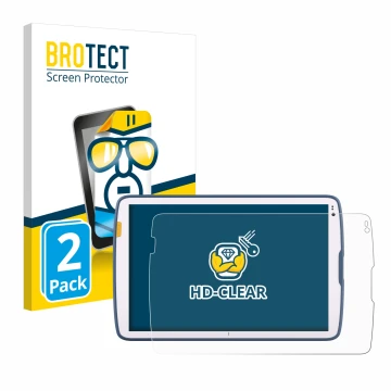 Face avant d’un emballage produit avec le logo de la marque BROTECT. À côté, l’appareil Zebra ET40 10.1