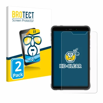 Face avant d’un emballage produit avec le logo de la marque BROTECT. À côté, l’appareil Ulefone Armor Pad 8 est représenté ave