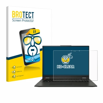 Face avant d’un emballage produit avec le logo de la marque BROTECT. À côté, l’appareil ASUS Vivobook S 16 Flip OLED TP3604 es