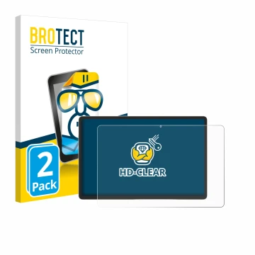 Face avant d’un emballage produit avec le logo de la marque BROTECT. À côté, l’appareil Samsung Galaxy Tab S9 Plus 5G est repr