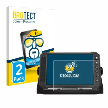 Face avant d’un emballage produit avec le logo de la marque BROTECT. À côté, l’appareil Lowrance Elite FS 7 est représenté ave