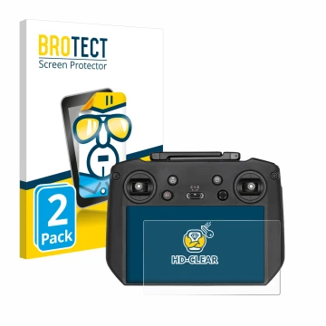 Face avant d’un emballage produit avec le logo de la marque BROTECT. À côté, l’appareil DJI Mavic 3 RC Pro est représenté avec