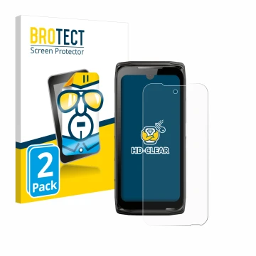 Face avant d’un emballage produit avec le logo de la marque BROTECT. À côté, l’appareil Crosscall Core-Z5 est représenté avec 