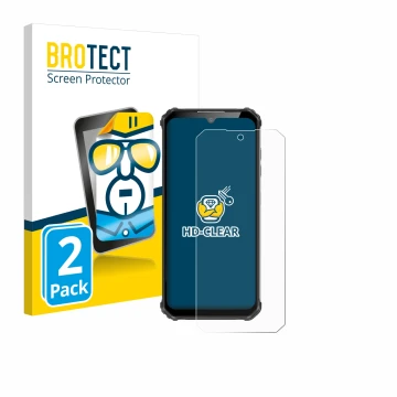 Face avant d’un emballage produit avec le logo de la marque BROTECT. À côté, l’appareil Oukitel WP22 est représenté avec la pr