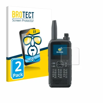 Face avant d’un emballage produit avec le logo de la marque BROTECT. À côté, l’appareil Kenwood TH-D75E D-Star est représenté 