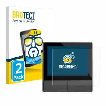 Face avant d’un emballage produit avec le logo de la marque BROTECT. À côté, l’appareil SONOFF NSPanel Smart Scene Wall Switch