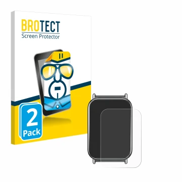Face avant d’un emballage produit avec le logo de la marque BROTECT. À côté, l’appareil Xiaomi Mi Band 8 Pro est représenté av