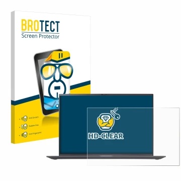 Face avant d’un emballage produit avec le logo de la marque BROTECT. À côté, l’appareil LG gram 16'' 2023 est représenté avec 