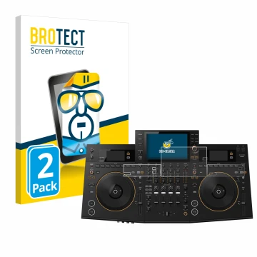 Face avant d’un emballage produit avec le logo de la marque BROTECT. À côté, l’appareil Pioneer OPUS-QUAD est représenté avec 