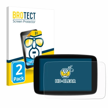 Face avant d’un emballage produit avec le logo de la marque BROTECT. À côté, l’appareil TomTom GO Superior 7