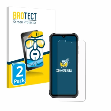 Face avant d’un emballage produit avec le logo de la marque BROTECT. À côté, l’appareil Oukitel WP28 est représenté avec la pr