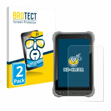 Face avant d’un emballage produit avec le logo de la marque BROTECT. À côté, l’appareil Juniper Systems Cedar CT8X2 est représ