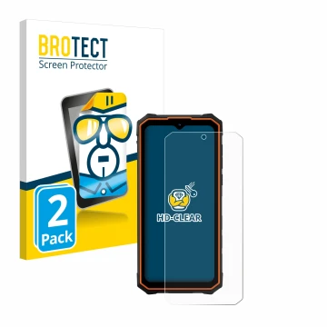 Face avant d’un emballage produit avec le logo de la marque BROTECT. À côté, l’appareil Hotwav Cyber 13 Pro est représenté ave
