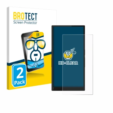 Face avant d’un emballage produit avec le logo de la marque BROTECT. À côté, l’appareil Hiby R6 Pro II (2e Gen.) est représent