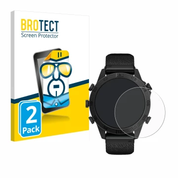 Face avant d’un emballage produit avec le logo de la marque BROTECT. À côté, l’appareil Garmin Marq Commander Gen 2 est représ
