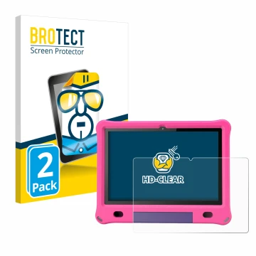 Face avant d’un emballage produit avec le logo de la marque BROTECT. À côté, l’appareil Pritom B10 Kids 10.1